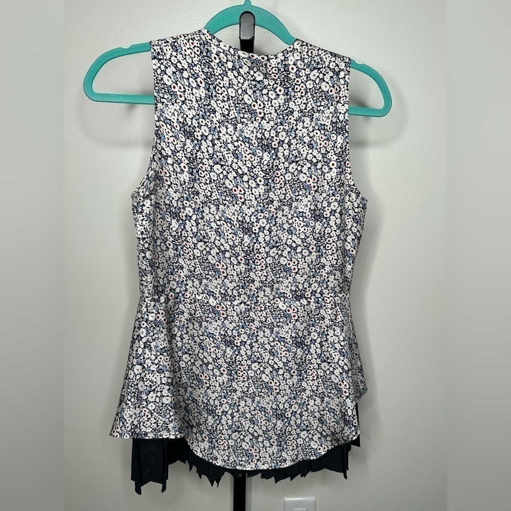 Derek Lam 10 Crosby Sleeveless Button Down Top with Pleated Hem - Picture 3 of 6